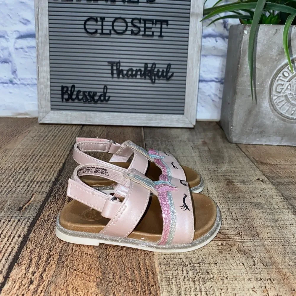 💜 Wonder Nation Infant Girls' Unicorn Sandals Size 4 Pink